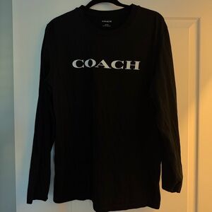 Coach Black Long Sleeve Tee with White Logo